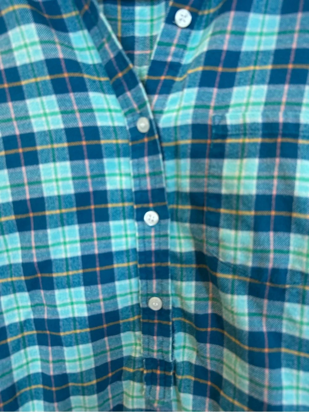 J.Crew Plaid Popover Flannel Shirt Women’s M 100% Cotton Blue Green Preppy
